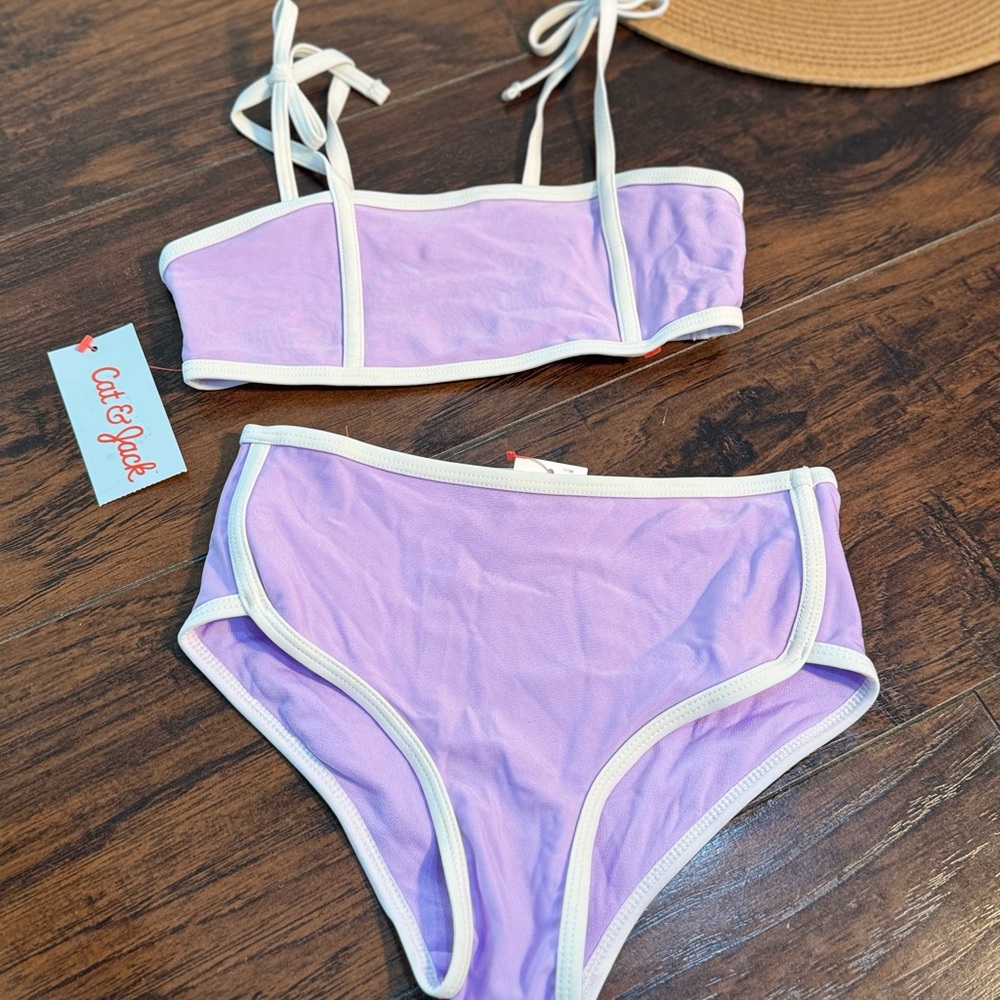 Cat & Jack Purple Bikini Set with White Trim